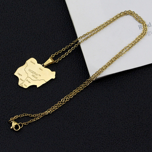 Collares con Colgante <span class=keywords><strong>de</strong></span> <span class=keywords><strong>Mapa</strong></span> <span class=keywords><strong>de</strong></span> <span class=keywords><strong>Nigeria</strong></span> en Color Oro y Acero, Mapas <span class=keywords><strong>de</strong></span> África para Nigerianos con Nombre <span class=keywords><strong>de</strong></span> Ciudad, Joyería Festiva para Usar con Amigos - Product Image 3