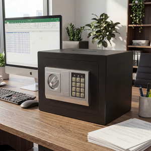 Coffre-fort de sécurité avec <span class=keywords><strong>clé</strong></span> numérique électronique, tout en acier, antivol, pour le stockage d'argent et de bijoux, coffre-fort caché pour hôtel, bureau - Product Image 6