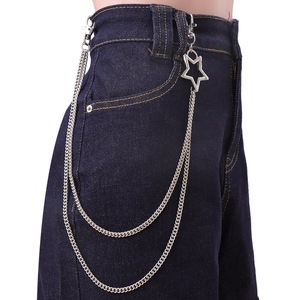 Double Layered Metal <b>Waist</b> <b>Chain</b> Star Pendant Zinc Alloy Hip Hop Fashion Body <b>Chain</b> For Pants Skirts Daily Wear - Product Image 1