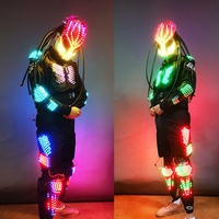 Costume de robot lumineux à LED RGB pour DJ, idéal pour les soirées d'Halloween et du Nouvel An dans les bars et boîtes de nuit