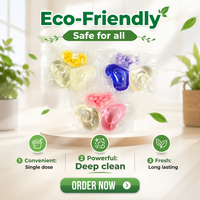 Lessive en dosettes tout-en-un écologique jetable pour un nettoyage en profondeur, anti-transfert de couleur et élimination des odeurs