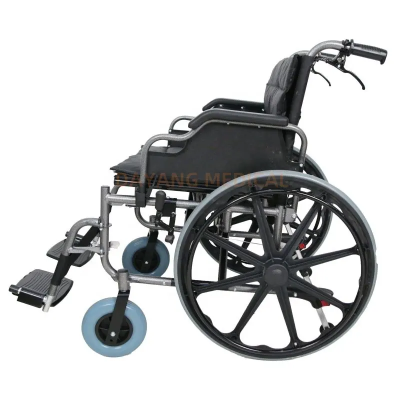 Ağır hasta tekerlekli sandalye katlanır taşıma bariatrik manuel tekerlekli sandalye engelli insanlar için el frenleri ile