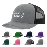 Vente en gros de casquette de camionneur bleu ciel vierge de créateur logo personnalisé uni chapeau en maille 6 panneaux chapeaux de camionneur camouflage en coton personnalisé unisexe