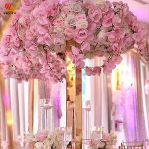 Top Dia 2 pies círculo redondo brillante oro inoxidable boda flores soporte evento MESA CENTRO DE MESA - Product Image 1