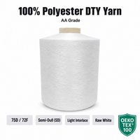 Fil à tricoter ultra doux 100 % polyester DTY 75/72 de qualité AA, faible élasticité, certifié Oeko-Tex 100, pour chaussettes, sous-vêtements, vêtements, tricot et tissage