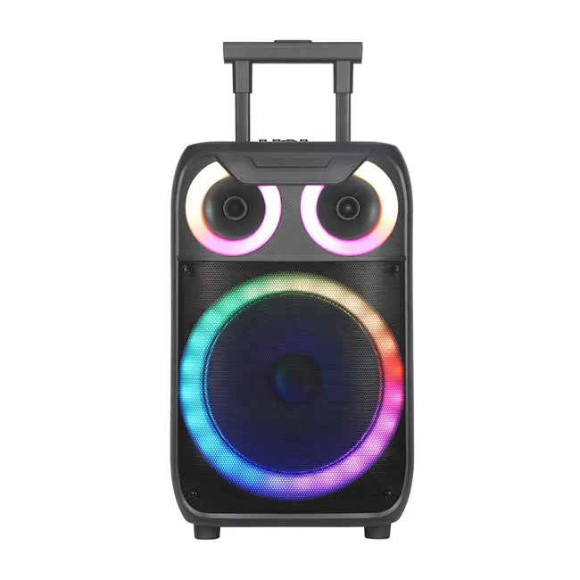 Free sample speaker digital display build in battery rechargeable colorful Light trolley premium speaker with mic