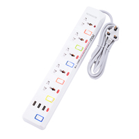 Multiprise électrique TONGXI Modèle 914U avec câble en cuivre de 3 m, 3 prises et 3 ports USB, protection contre les surtensions