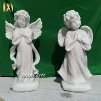 Ideale Kunst Garten dekoration weiße kleine Jungen und Mädchen Marmor Engel Statue Schöne Engel Marmor Statuen