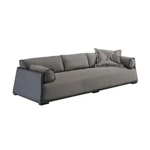 Modern Italian Baxter Hard&Soft Sofa design Top Gain Suede Leather 4 seat Italian sofa couch Living room sofa furniture set