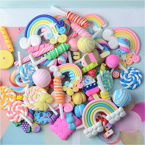 Abalorios coloridos de arcilla polimérica para decoración de teléfonos, Charms de resina con forma de piruleta, barras de arcoíris y macarrones - Product Image 2