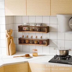 Wooden <b>Wall</b> <b>Mounted</b> Kitchen Spice Rack Rectangle Durable Multipurpose Storage <b>Shelf</b> For Kitchen Bathroom Living Room - Product Image 1