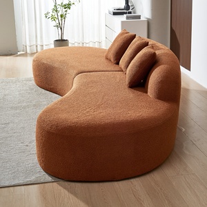 Sofá de nube seccional curvo para sala de estar, sofá seccional modular Sherpa moderno y cómodo, no requiere montaje, naranja - Product Image 3