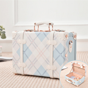 Vintage CARRY ON vali trang điểm du lịch trường hợp vỏ cứng Túi mỹ phẩm nhỏ xách tay trang điểm Túi - Product Image 4