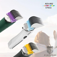 Shernbao ACK-002 Ensemble de 8 peignes de guidage en acier inoxydable avec boîte de rangement pour tondeuses à poils d'animaux