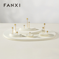 Ensemble de présentoirs à bagues FANXI beige, support multi-bagues avec plateau de base pour comptoir de vente au détail