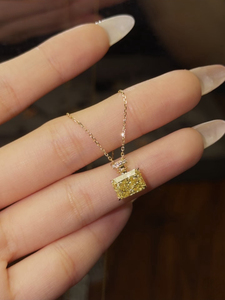 Collier en <span class=keywords><strong>diamant</strong></span> de <span class=keywords><strong>3</strong></span> carats cultivé en laboratoire, taille radiant, or jaune 18 carats, clarté VVS, 2 couleurs, certification IGI, diamants remplis - Product Image 3