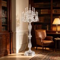 Lampe de sol LED décorative en cristal faite à la main en forme de candélabre de luxe pour villa, hôtel, chambre à coucher, salon