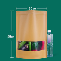 Pochettes debout en papier kraft brun 25x35cm Sacs à fermeture éclair Doypack avec fenêtre pour les noix, les collations, les bonbons et les fruits secs
