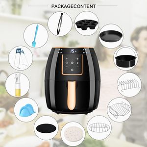 Friteuse à air numérique multifonction 1400W, grande capacité >6L, écran LCD, contrôle numérique, en acier inoxydable, pour usage domestique et VR - Meilleures ventes - Product Image 2