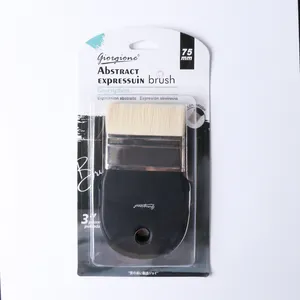 Giorgione Kuas Lukis Artis, Sisir Rambut Perak Aluminium Ferrule, Gagang Kayu Bentuk Datar 25MM 50MM 75MM