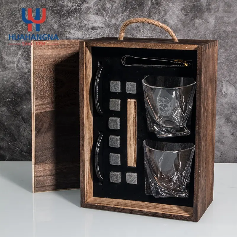 Портативный старомодный стеклянный подарочный набор для виски с логотипом на заказ, 10 унций, круглый хрустальный набор для виски с камнями