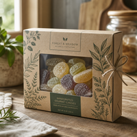 Caja de Dulces Ecológica de Papel Kraft con Ventana Grande, Caja de Embalaje de Lujo Personalizada para Frutas y Golosinas con Cordel