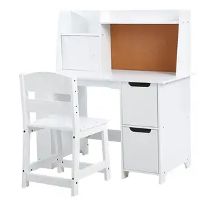 Writing Desk Wooden Study Desk Chair Set for Children with Storage
