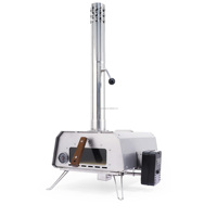 Four à pizza portable de haute qualité en acier inoxydable argenté, à granulés de bois, pour le camping en plein air, style moderne, finition thermolaquée