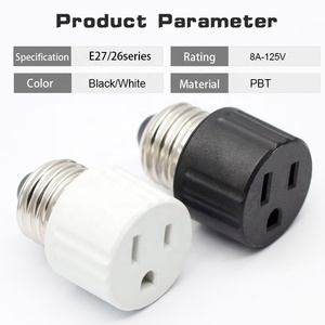 Mỹ tiêu chuẩn Mỹ E26/E27 3 prong phân cực ánh sáng bóng đèn ổ cắm <span class=keywords><strong>Adapter</strong></span> 8A công nghiệp đánh giá ổ cắm Cắm Giữ đèn chuyển đổi - Product Image 3