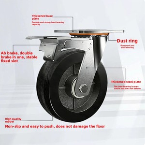重型定向轮，黑色橡胶，6英寸轮盘，工业负载能力300公斤 - Product Image 2