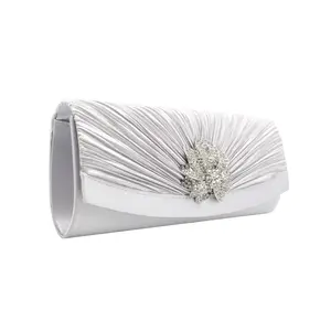 2023 new fashion satin pleated diamond clutch bag evening dress bag women's evening clutch