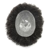 Perruques Afro Bouclées LONGFOR BQ pour Hommes, Cheveux Vierges Remy 100%, Toupet avec Base en Dentelle et PU, Peau Fine, Design Ondulé Afro, Densité Moyenne