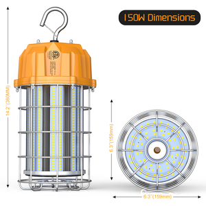 150W 5000K LED <b>Temporary</b> Work Light 21000Lm Portable Hanging Construction Work Light with ON/Off Button & Hook Jobsite <b>Lighting</b> - Product Image 1