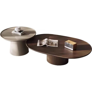 Nordico minimalista <span class=keywords><strong>salotto</strong></span> tavolo da tè alto e basso combinazione nidificazione in legno Color affumicato ovale rotondo <span class=keywords><strong>tavolino</strong></span> da caffè - Product Image 3