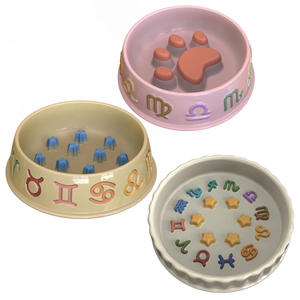 Platos de Cerámica de Alta Gama con Diseño Personalizado de los Doce Signos del Zodiaco y las Estrellas, Plato de Cerámica Bajo para Perros Pequeños y Medianos - Product Image 2
