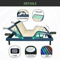 Sommier de lit électrique réglable avec soutien cervical, lit confortable au design moderne, taille Queen pour l'ameublement de la maison