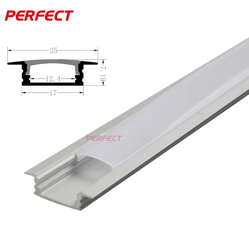 6063-T5 Profil Aluminium Led Tersembunyi Perak untuk Lampu Strip Led 12Mm Profil LED Saluran Aluminium untuk Strip LED