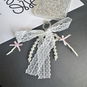 Hermoso llavero con cuentas de lazo, accesorio de correa para teléfono móvil para bolsos, estética mejorada para la comodidad de transporte del teléfono - Product Image 5