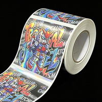 Étiquettes de dessin animé 3D UV personnalisées, autocollants de dessin animé haut de gamme, impression adhésive en rouleau gaufrée mate inversée