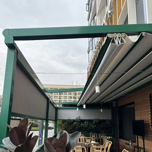 Pergola <span class=keywords><strong>Motorizzata</strong></span> da Esterno con <span class=keywords><strong>Tetto</strong></span> Retrattile Impermeabile in PVC, Tettoia Elettrica in Alluminio, <span class=keywords><strong>Tetto</strong></span> Pieghevole per Patio, Parasole Automatico - Product Image 1