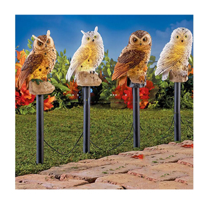 IP44 impermeabile all'aperto a energia solare gufo in resina per la decorazione del prato del cortile del giardino - Product Image 1