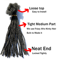 Extensions de dreadlocks 100 % cheveux humains vierges, faits à la main, texture naturelle, pour coiffure en salon et tressage professionnel