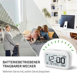 Trắng cạnh giường ngủ Đồng hồ LCD hiển thị âm lượng có thể điều chỉnh chế độ cuối tuần phòng ngủ văn phòng bàn Du Lịch Kỹ thuật số Đồng hồ báo thức - Product Image 3