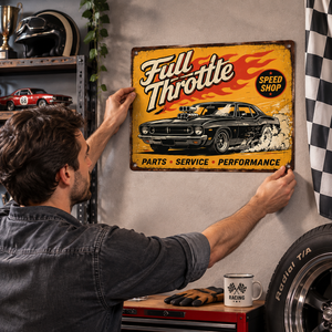 ป้ายโลหะ Retro Hot Wheels สำหรับร้านค้าจำหน่ายรถยนต์คลาสสิก ของตกแต่งร้าน ขนาด 20x30 ซม. สำหรับตกแต่งผนังโรงรถหรือห้องทำงาน - Product Image 2