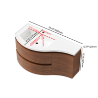 Meuble-lavabo de salle de bain moderne courbé suspendu avec tiroirs élégants en MDF Armoire flottante de rangement
