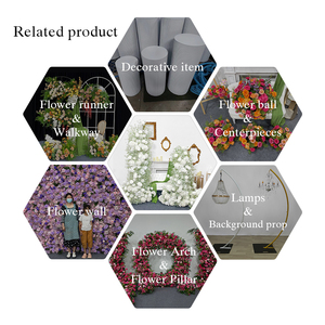 ซุ้มดอกไม้ประดิษฐ์สีขาวหรูหรา ประกอบด้วยดอกกุหลาบและดอกยิปโซ สำหรับตกแต่งงานแต่งงานและงานวันเกิด - Product Image 5