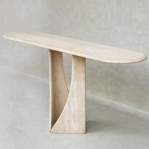 Table console en travertin pour <span class=keywords><strong>hall</strong></span> d'entrée de style européen moderne Meuble de salon minimaliste pour maison ou hôtel - Product Image 1