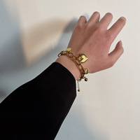 Mode acier inoxydable coeur bracelet pour femmes double couche perles main bijoux anti-ternissement accessoires bracelets femmes