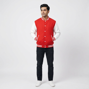 2025 High Quality <b>Men's</b> Super Selling Button Front Wool <b>Jacket</b> with Pockets Casual <b>Summer</b> College University <b>Jacket</b> For <b>Men</b> - Product Image 1