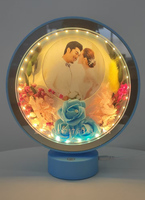 Lampe de table LED avec cadre miroir, cadre photo en plastique, cadre photo LED avec lampe, cadeau d'anniversaire, cadeau de mariage, cadre photo personnalisé